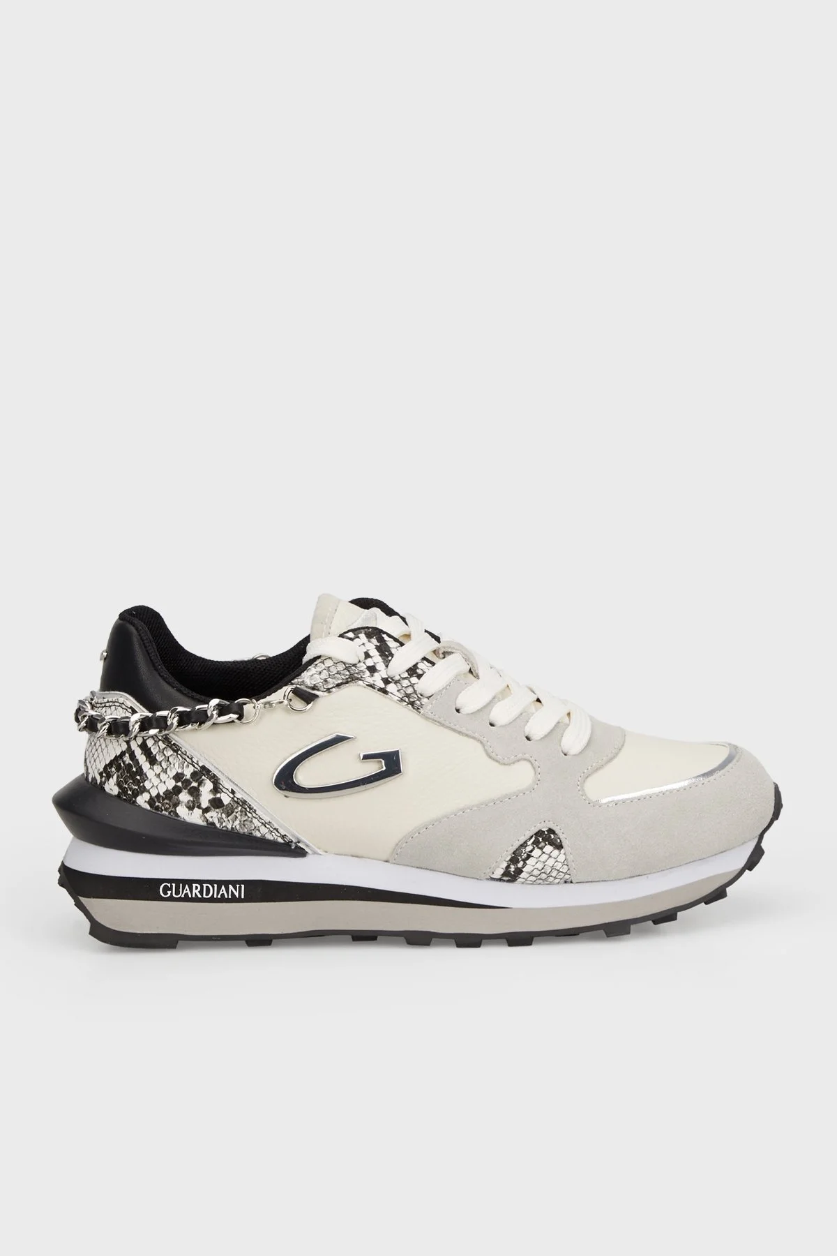 Alberto Guardiani Deri Süet Sneaker Bayan Ayakkabı AGW410500 GRİ-BEYAZ - 1