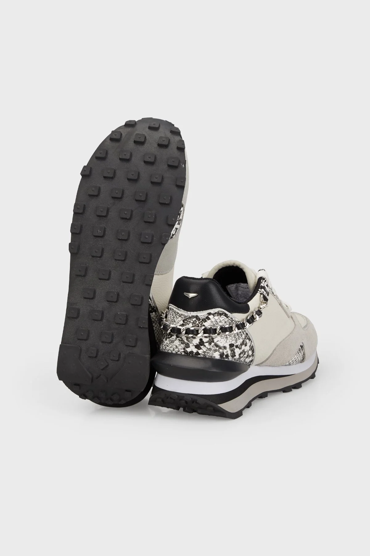 Alberto Guardiani Deri Süet Sneaker Bayan Ayakkabı AGW410500 GRİ-BEYAZ - 4