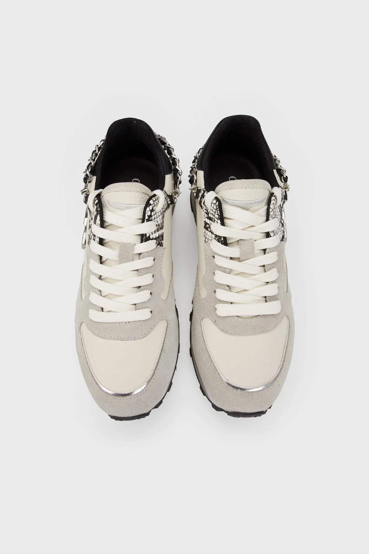 Alberto Guardiani Deri Süet Sneaker Bayan Ayakkabı AGW410500 GRİ-BEYAZ - 5