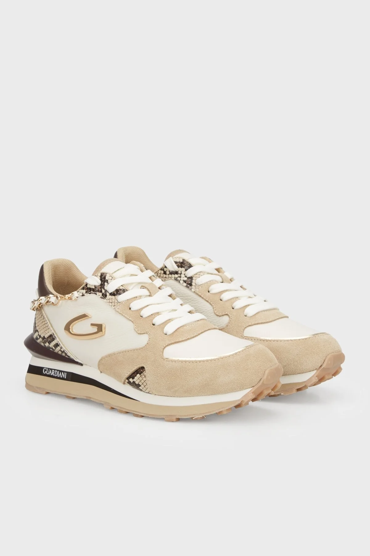 Alberto Guardiani Deri Süet Sneaker Bayan Ayakkabı AGW410501 BEJ-BEYAZ - 3