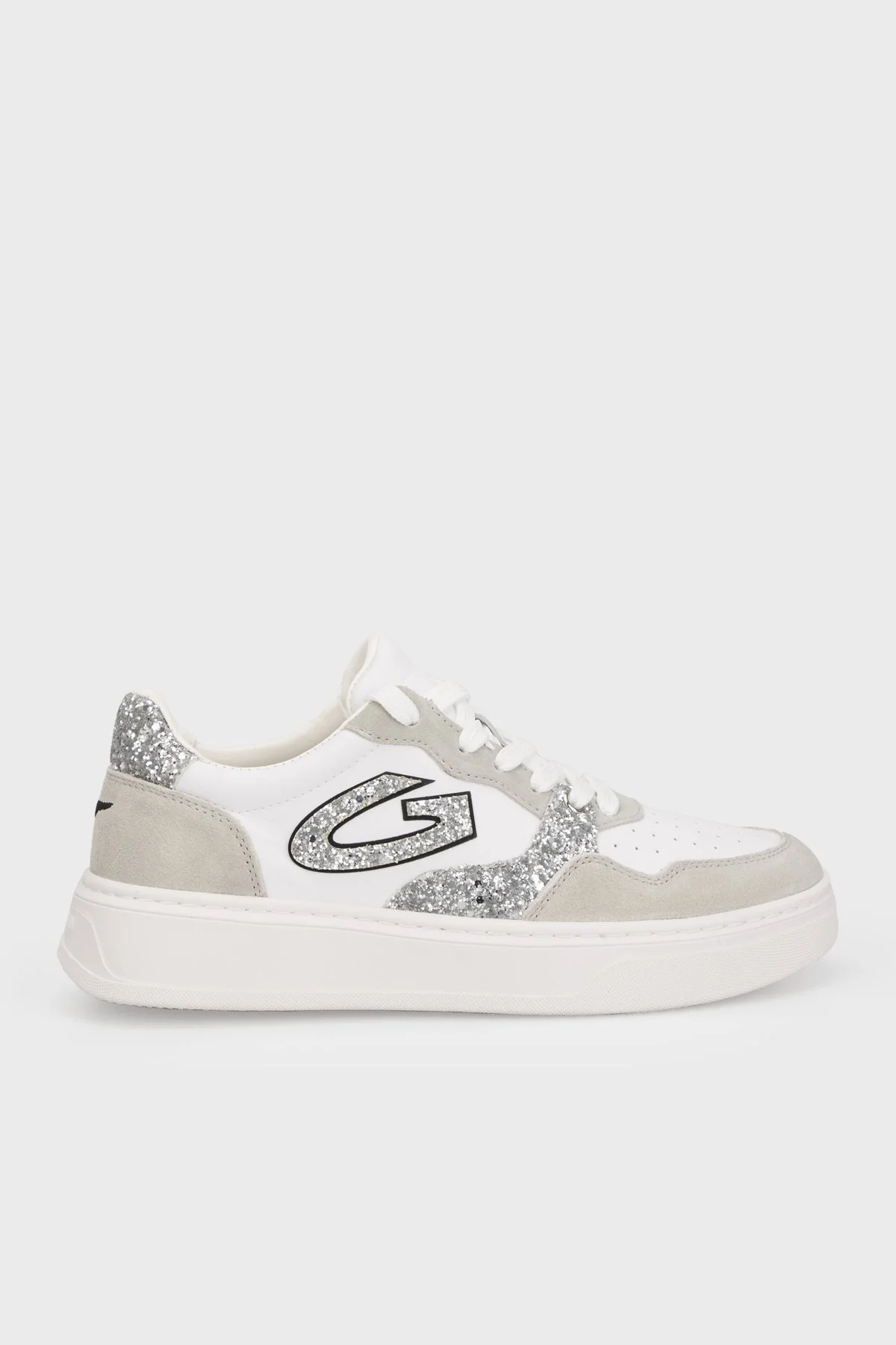 Alberto Guardiani Deri Süet Sneaker Bayan Ayakkabı AGW430800 GRİ-BEYAZ - 1