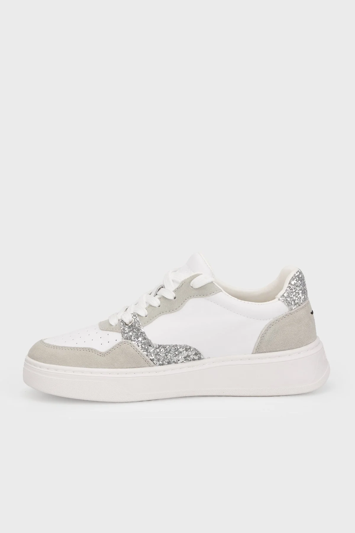 Alberto Guardiani Deri Süet Sneaker Bayan Ayakkabı AGW430800 GRİ-BEYAZ - 2
