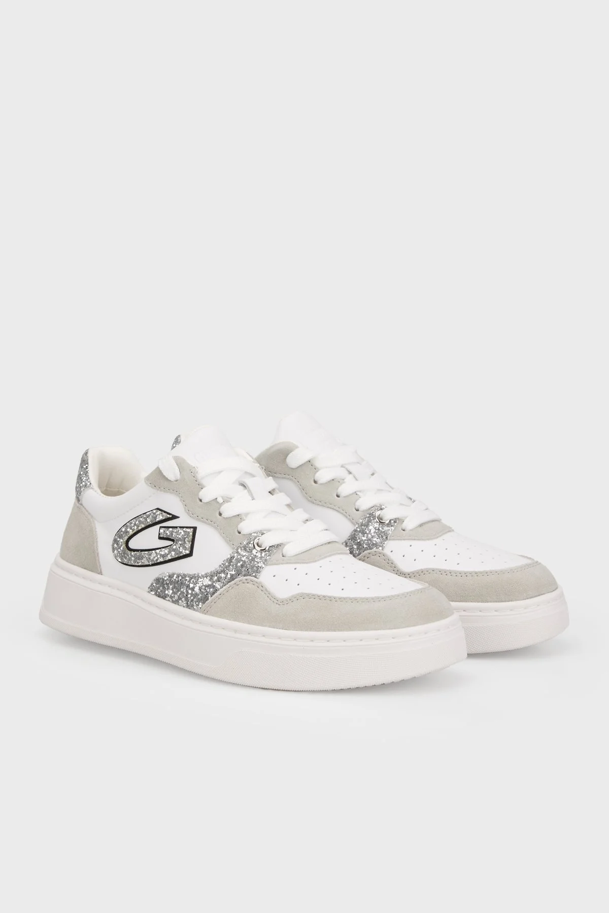 Alberto Guardiani Deri Süet Sneaker Bayan Ayakkabı AGW430800 GRİ-BEYAZ - 3