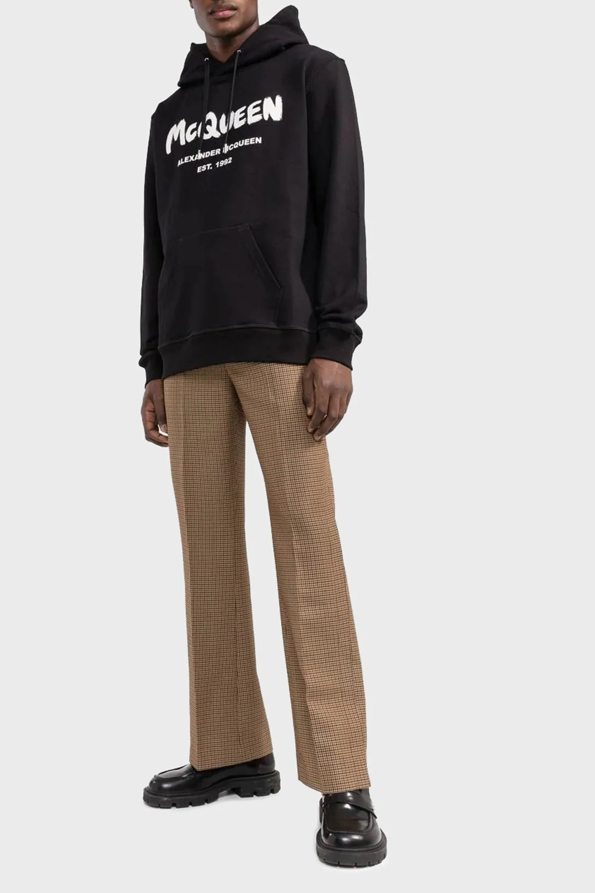 Mcqueen Baskılı % 100 Pamuk Kapüşonlu Oversize Erkek Sweat 688715QTZ81 0901 SİYAH - 3