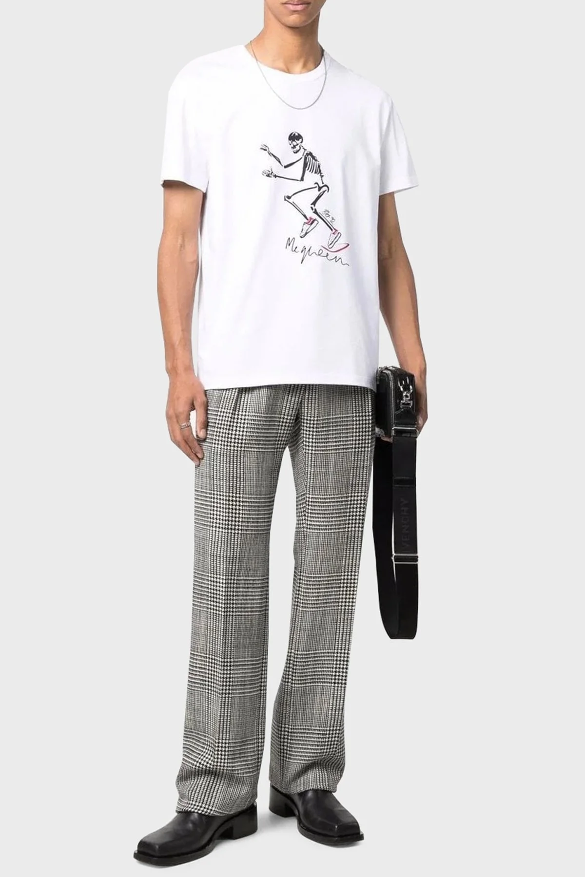 Mcqueen Baskılı Pamuklu Bisiklet Yaka Erkek T Shirt 682531QSZ63 0900 BEYAZ - 9