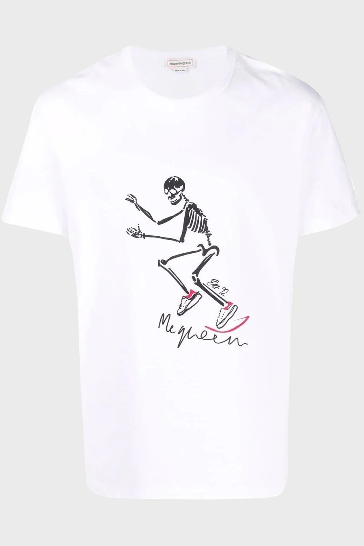 Mcqueen Baskılı Pamuklu Bisiklet Yaka Erkek T Shirt 682531QSZ63 0900 BEYAZ - 10