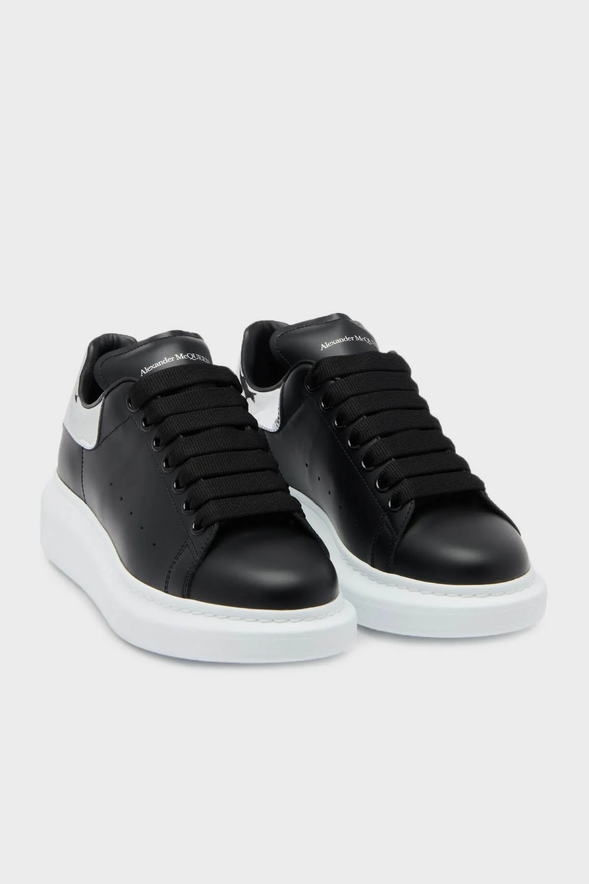 Mcqueen Hakiki Deri Sneaker Kadın Ayakkabı 718232WIEE4 1081 SİYAH-GÜMÜŞ - 2
