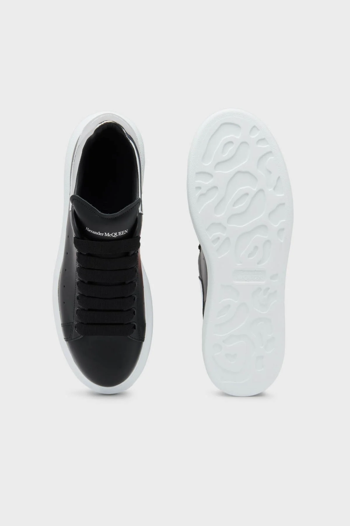 Mcqueen Hakiki Deri Sneaker Kadın Ayakkabı 718232WIEE4 1081 SİYAH-GÜMÜŞ - 4