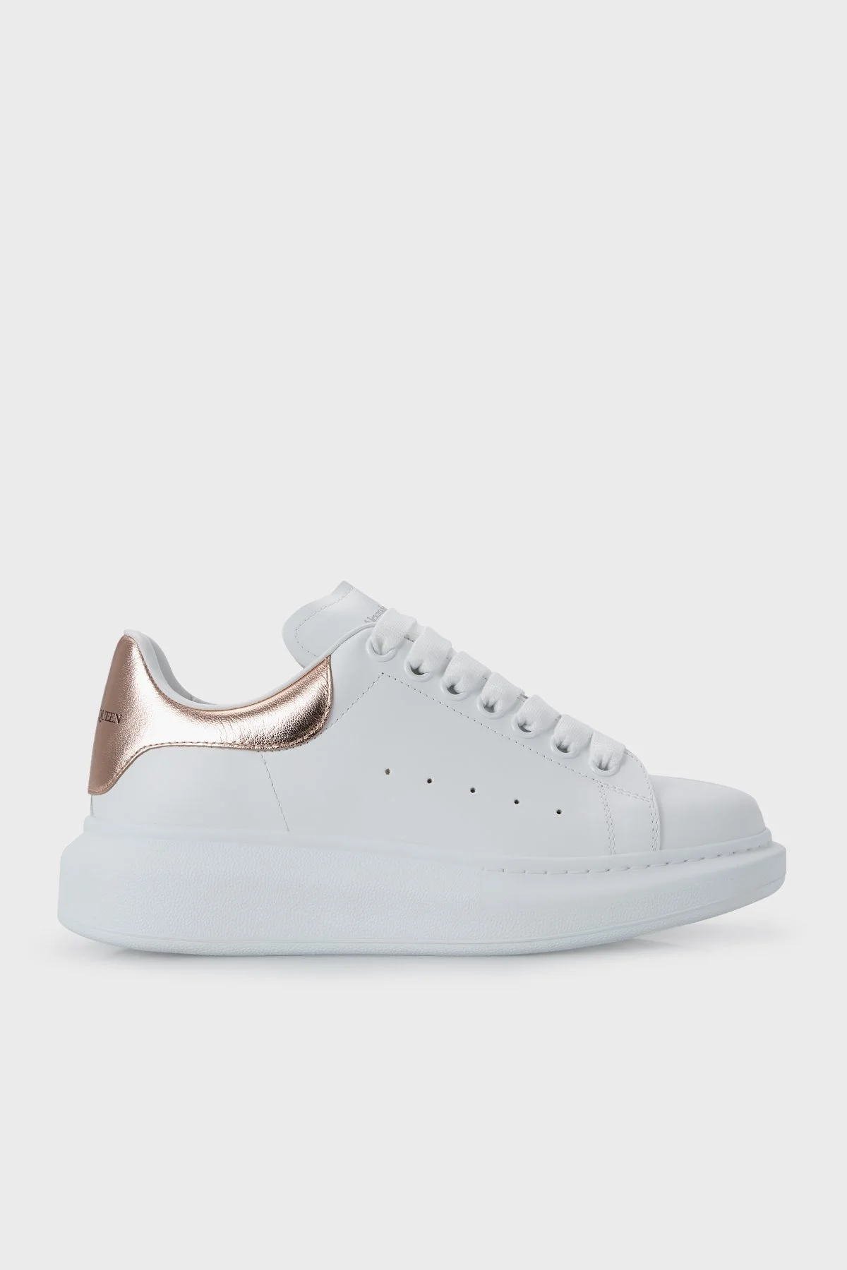 Alexander Mcqueen Logolu Hakiki Deri Sneaker Bayan Ayakkabı 553770WHFBU 9053 BEYAZ-GOLD - 1