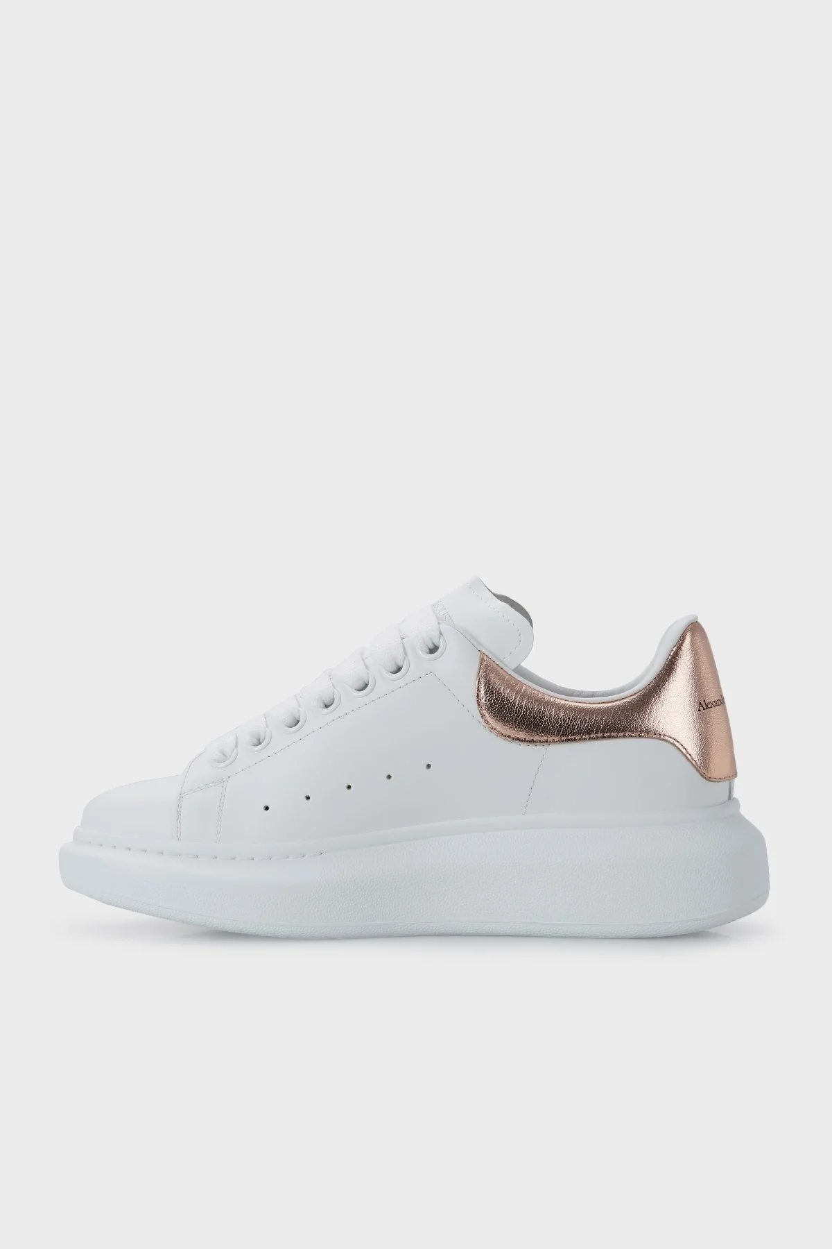 Alexander Mcqueen Logolu Hakiki Deri Sneaker Bayan Ayakkabı 553770WHFBU 9053 BEYAZ-GOLD - 2