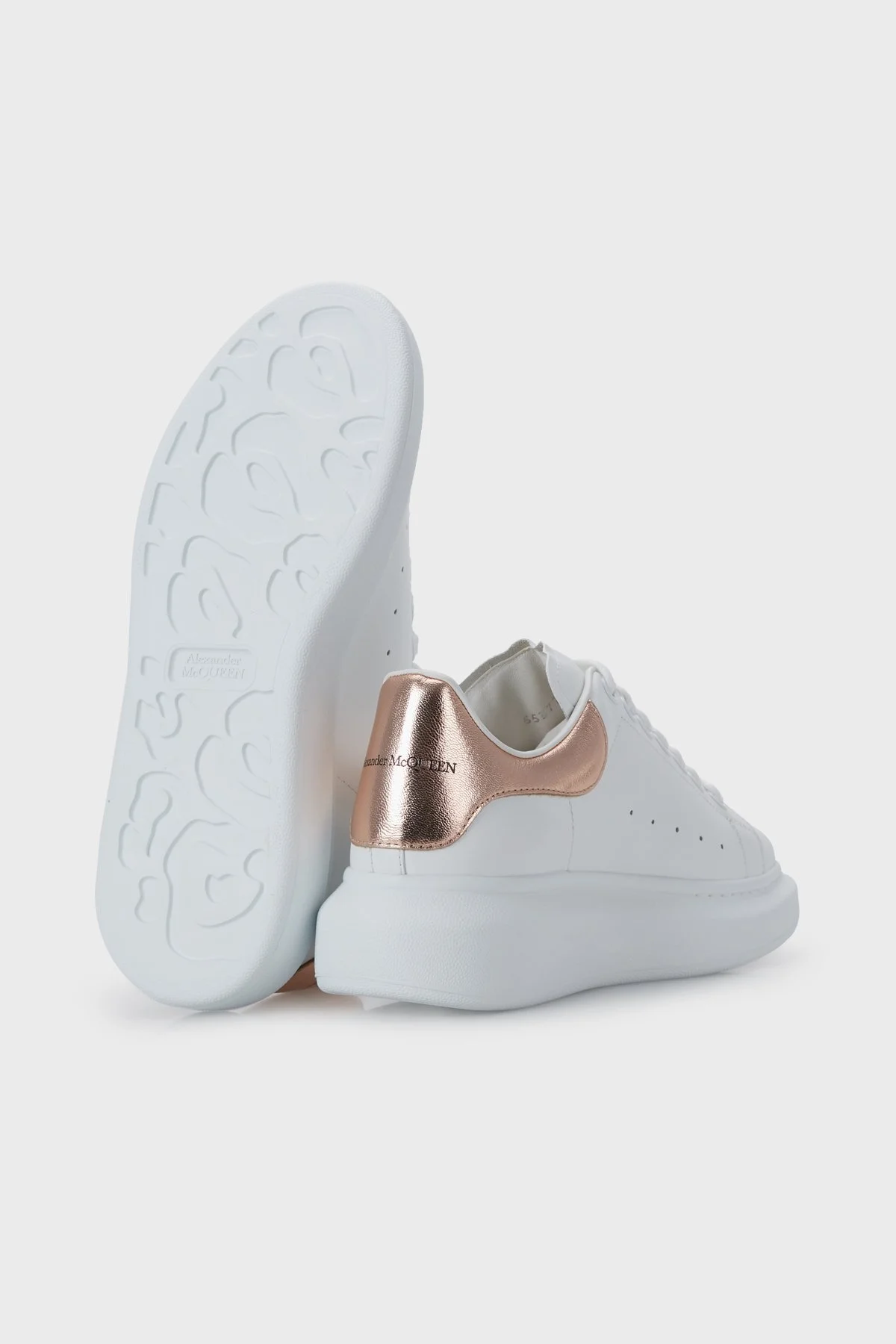 Alexander Mcqueen Logolu Hakiki Deri Sneaker Bayan Ayakkabı 553770WHFBU 9053 BEYAZ-GOLD - 4