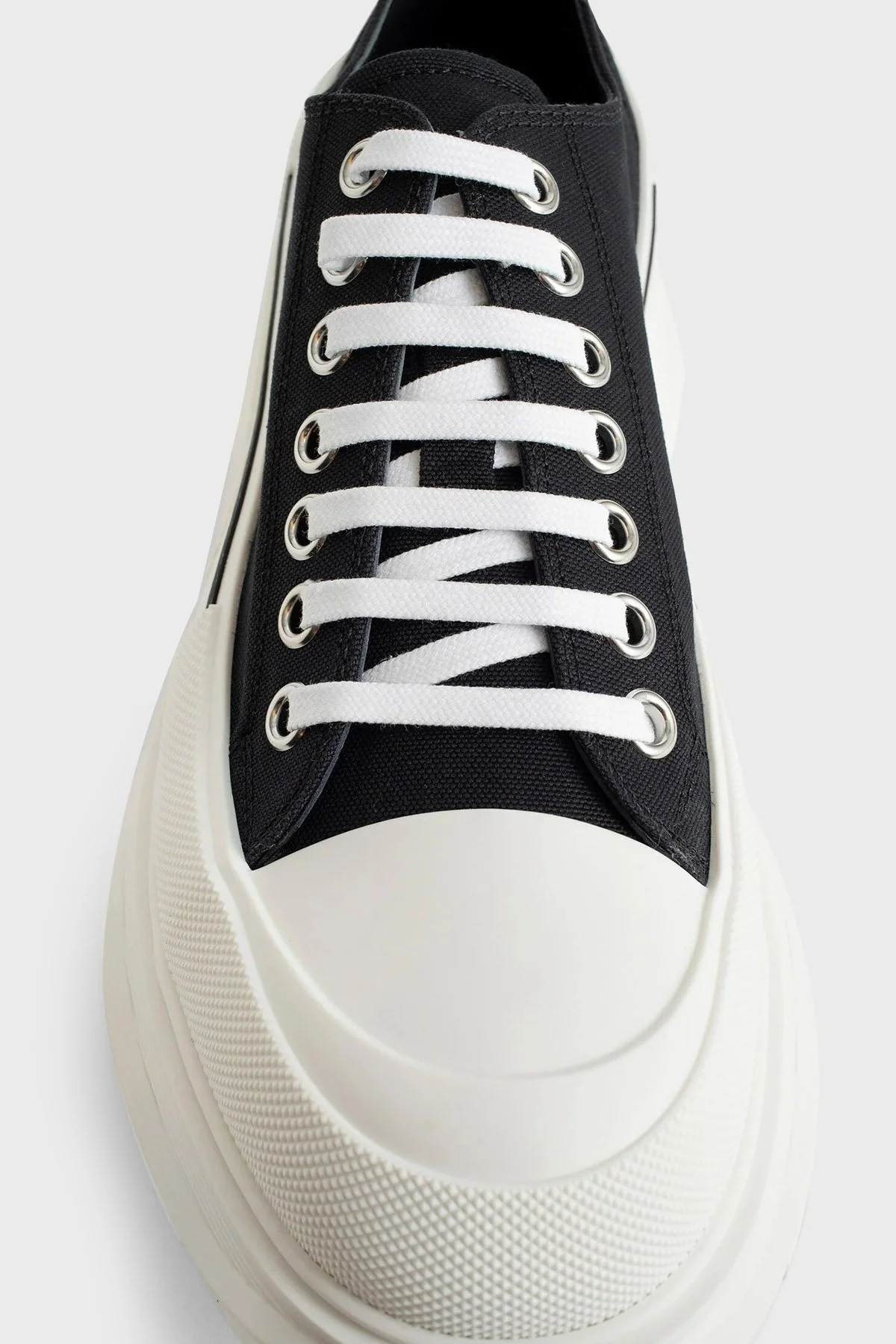 Alexander Mcqueen Logolu Platform Erkek Ayakkabı 705660 W4MV2 1070 SİYAH-BEYAZ - 5