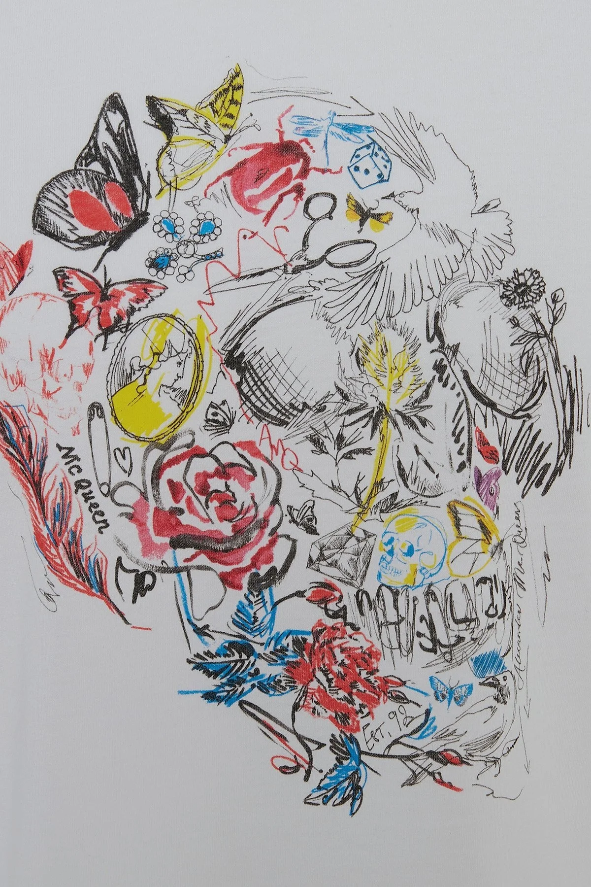 Alexander Mcqueen Pamuklu Baskılı Bisiklet Yaka Erkek T Shirt 682516QSZ50 0900 BEYAZ - 2