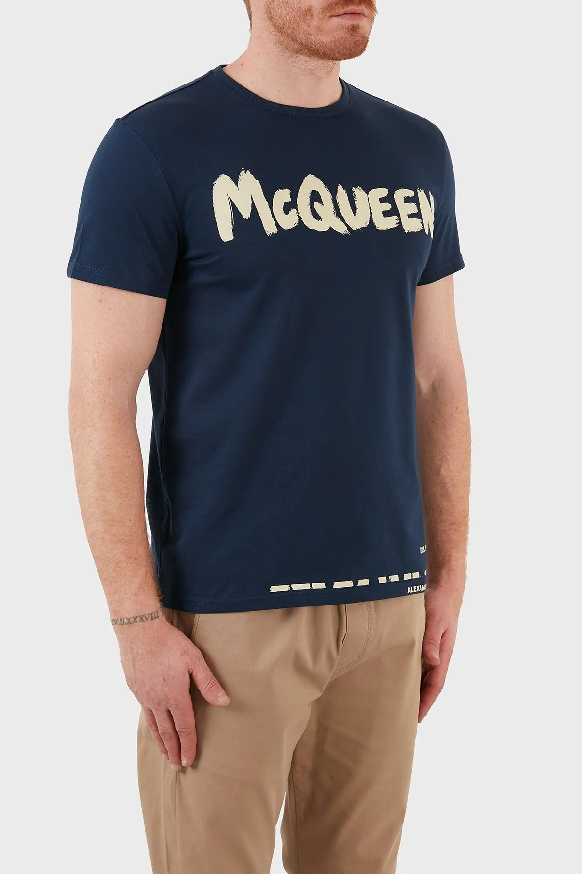 Alexander Mcqueen Pamuklu Baskılı Regular Fit Erkek T Shirt 622104QSZ57 0903 LACİVERT - 3