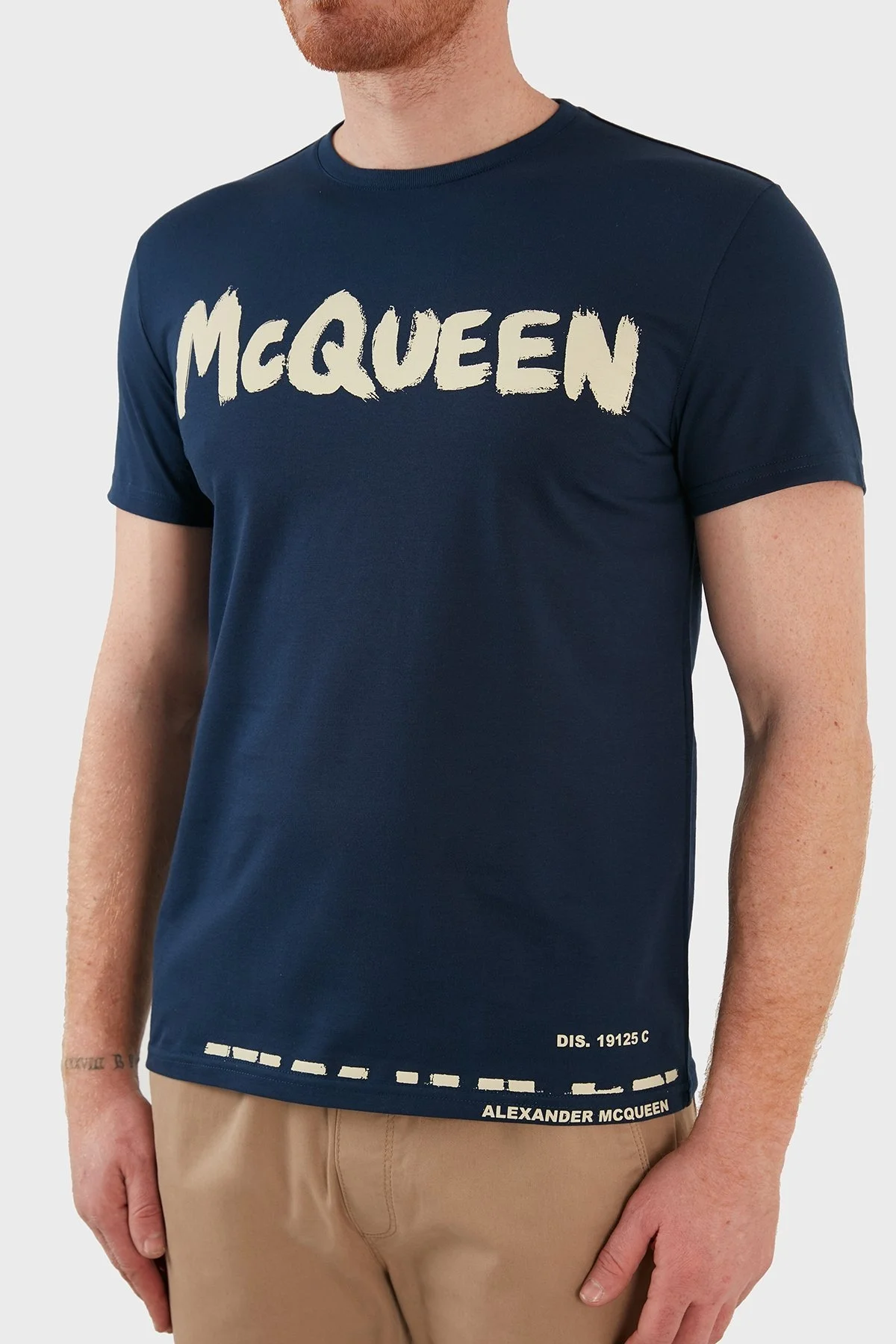 Alexander Mcqueen Pamuklu Baskılı Regular Fit Erkek T Shirt 622104QSZ57 0903 LACİVERT - 4