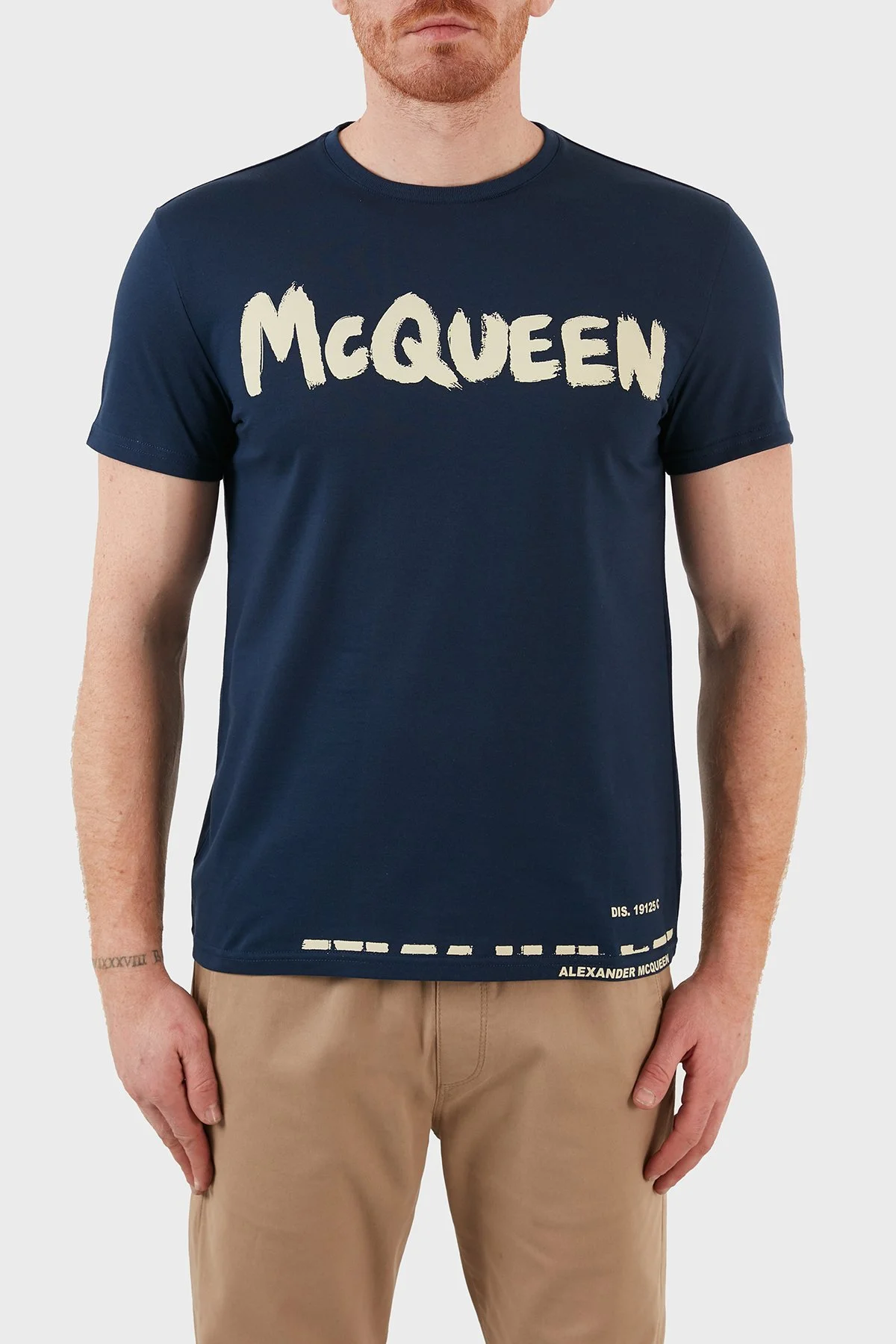 Alexander Mcqueen Pamuklu Baskılı Regular Fit Erkek T Shirt 622104QSZ57 0903 LACİVERT - 1
