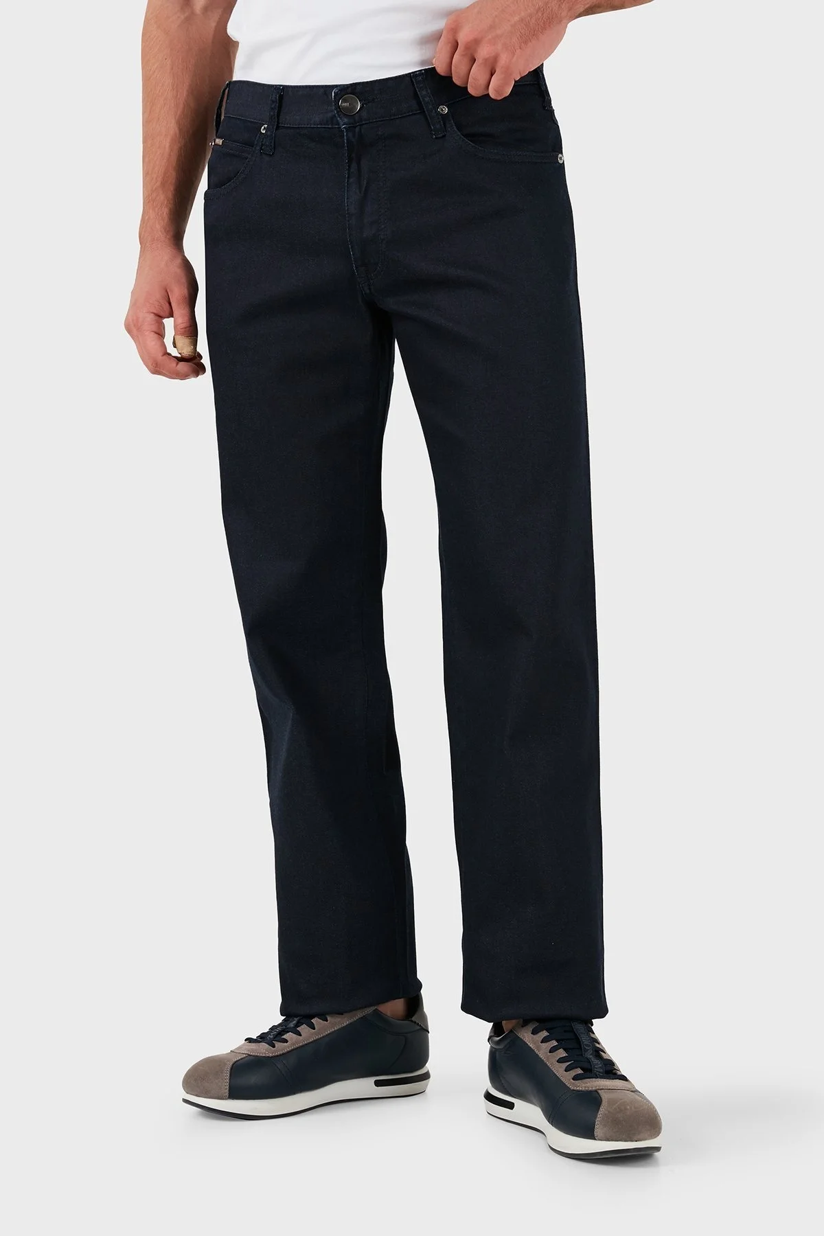 Armani Collezioni Pamuklu Regular Fit Bol Paça Jeans Erkek Kot Pantolon AIJ07 2K15 LACİVERT - 10