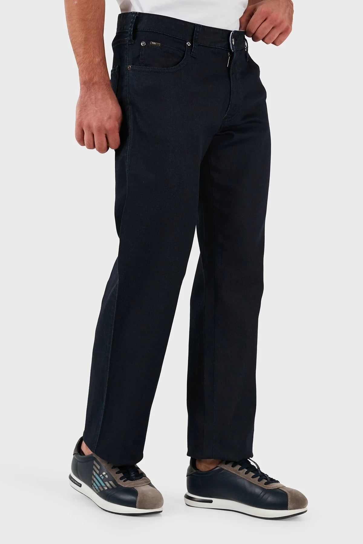 Armani Collezioni Pamuklu Regular Fit Bol Paça Jeans Erkek Kot Pantolon AIJ07 2K15 LACİVERT - 12