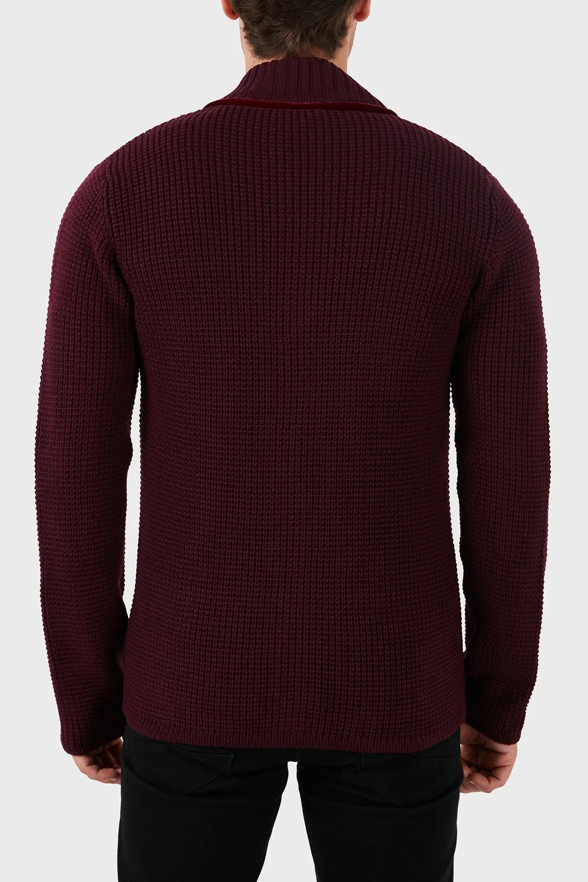 Armani Collezioni Yün Regular Fit Triko Erkek Hırka MCE14M MC36 M602 MÜRDÜM - 2