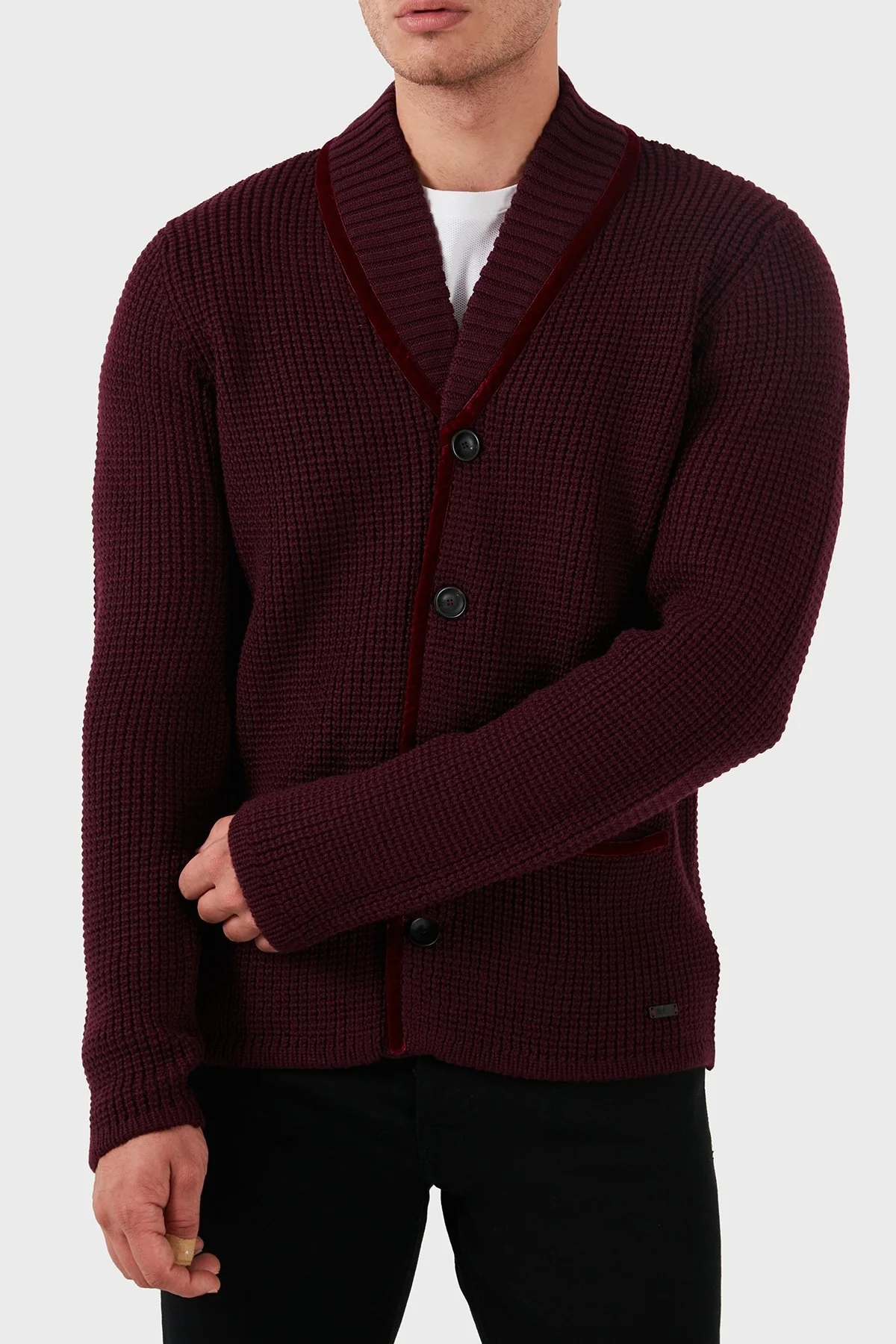 Armani Collezioni Yün Regular Fit Triko Erkek Hırka MCE14M MC36 M602 MÜRDÜM - 4