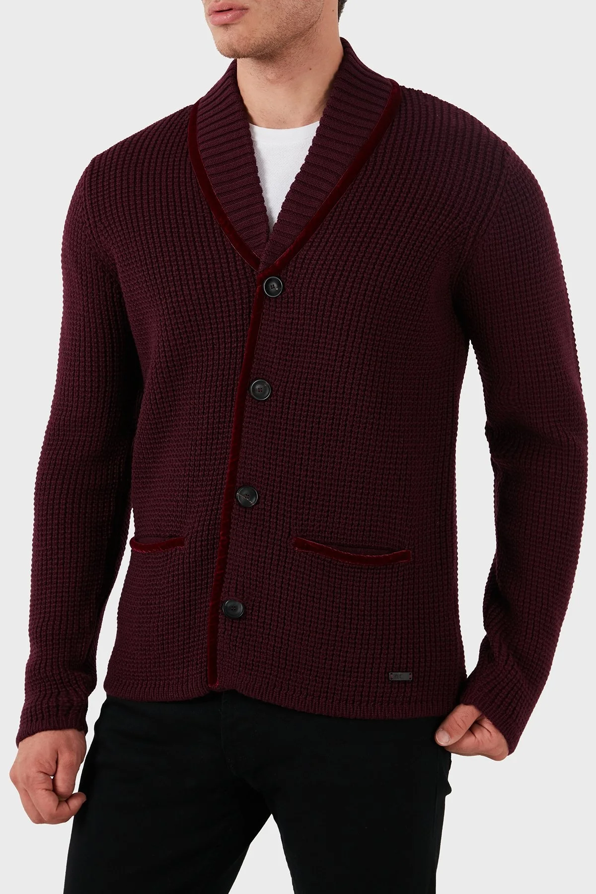 Armani Collezioni Yün Regular Fit Triko Erkek Hırka MCE14M MC36 M602 MÜRDÜM - 5