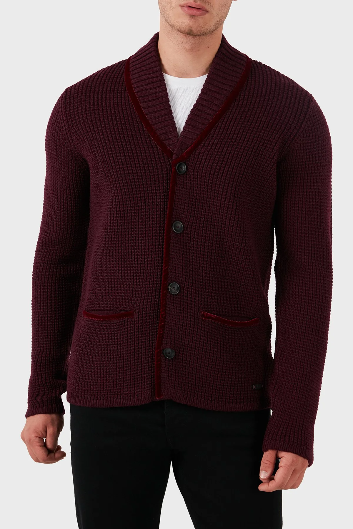 Armani Collezioni Yün Regular Fit Triko Erkek Hırka MCE14M MC36 M602 MÜRDÜM - 1