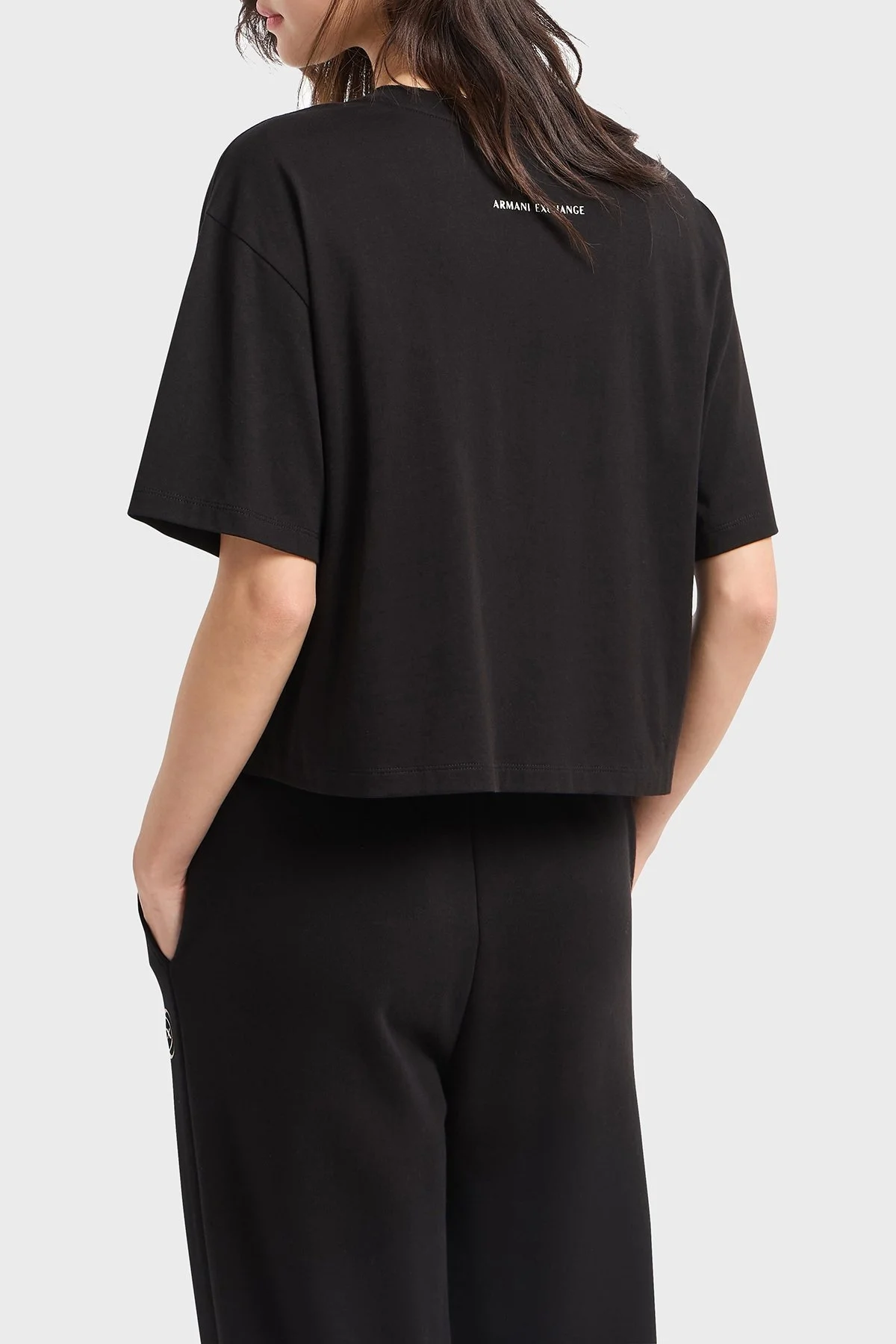 Armani Exchage % 100 Pamuk Regular Fit Bisiklet Yaka Bayan T Shirt XW000321 AF10356 UC001 SİYAH - 8