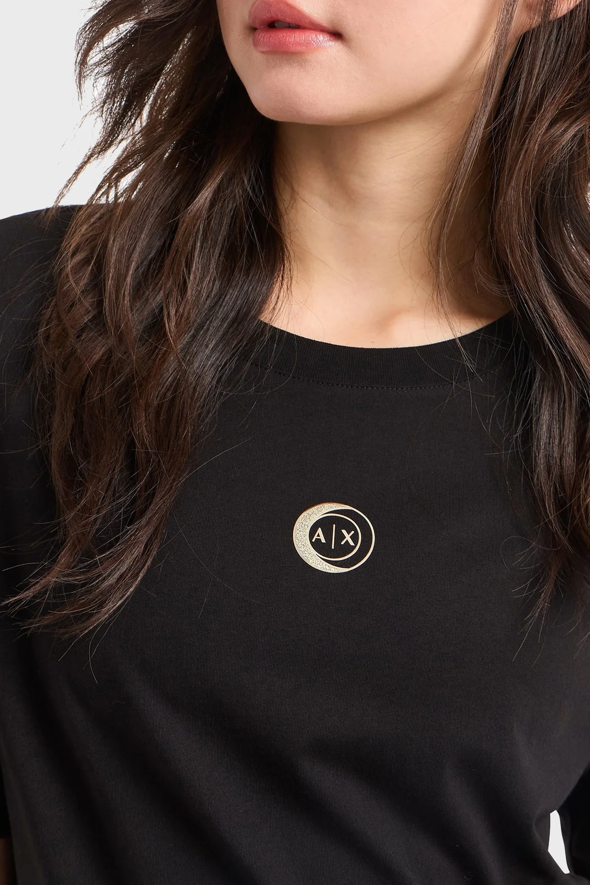 Armani Exchage % 100 Pamuk Regular Fit Bisiklet Yaka Bayan T Shirt XW000321 AF10356 UC001 SİYAH - 9