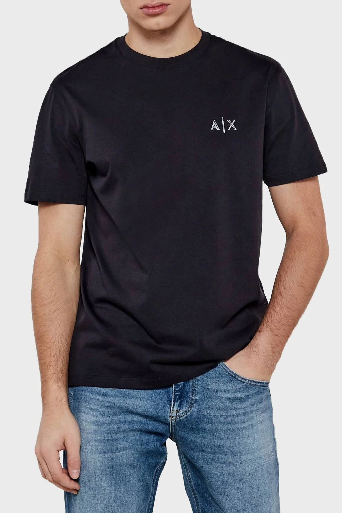 Armani Exchage % 100 Pamuk Regular Fit Bisiklet Yaka Erkek T Shirt XM000327 AF10364 UB101 LACİVERT - 5