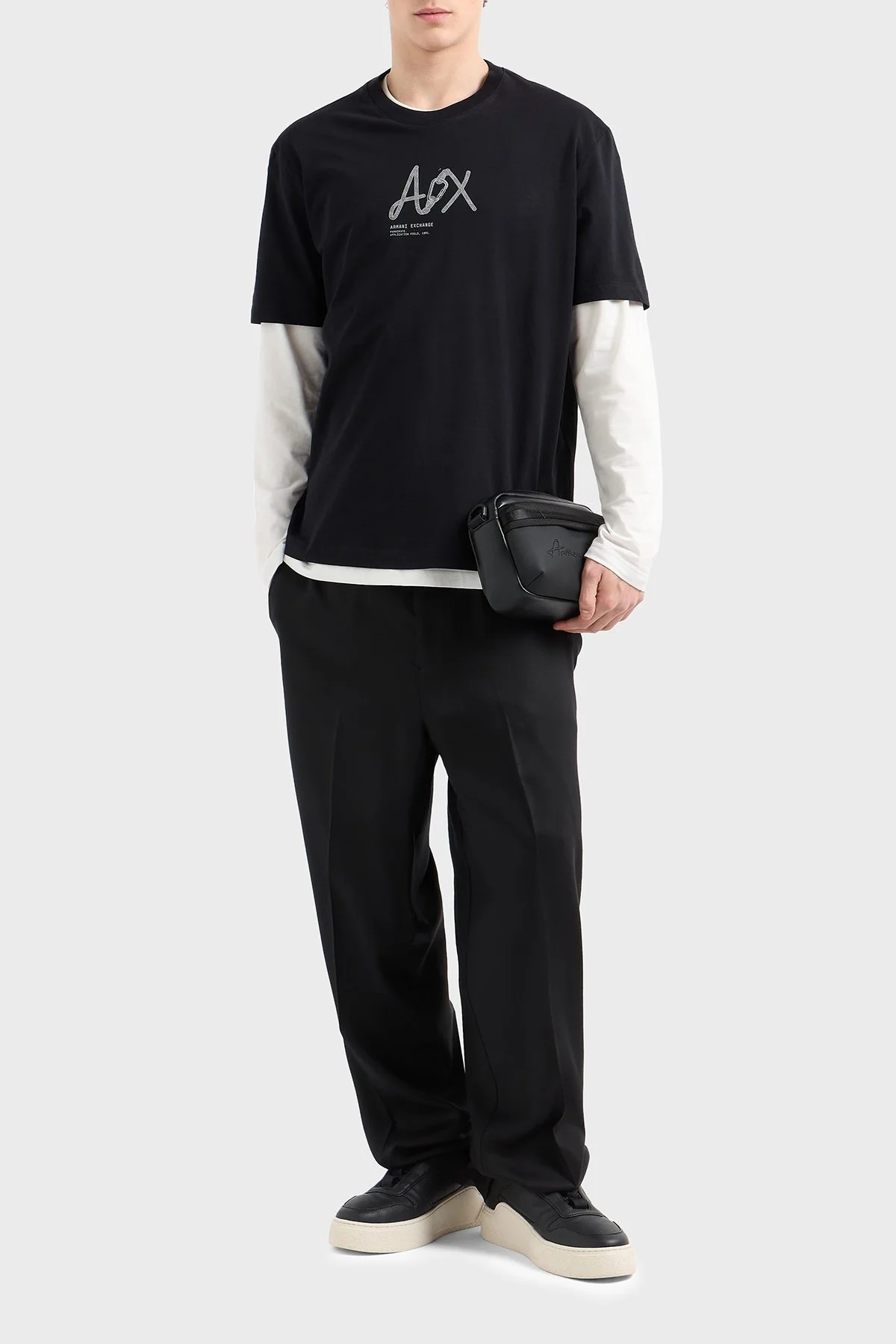 Armani Exchage % 100 Pamuk Regular Fit Bisiklet Yaka Erkek T Shirt XM000566 AF10334 UC001 SİYAH - 7