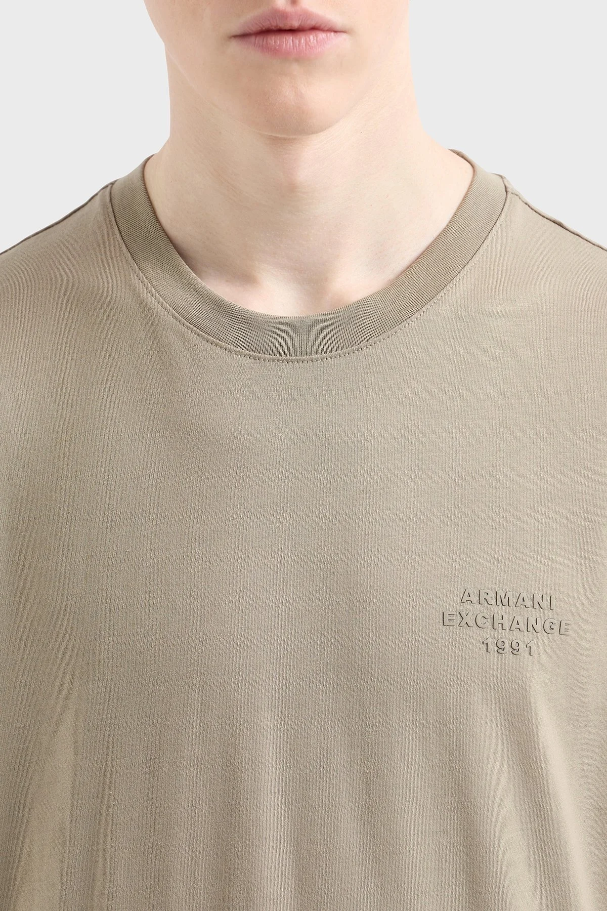 Armani Exchage % 100 Pamuk Regular Fit Bisiklet Yaka Erkek T Shirt XM000752 AF12308 U6167 BEJ - 6