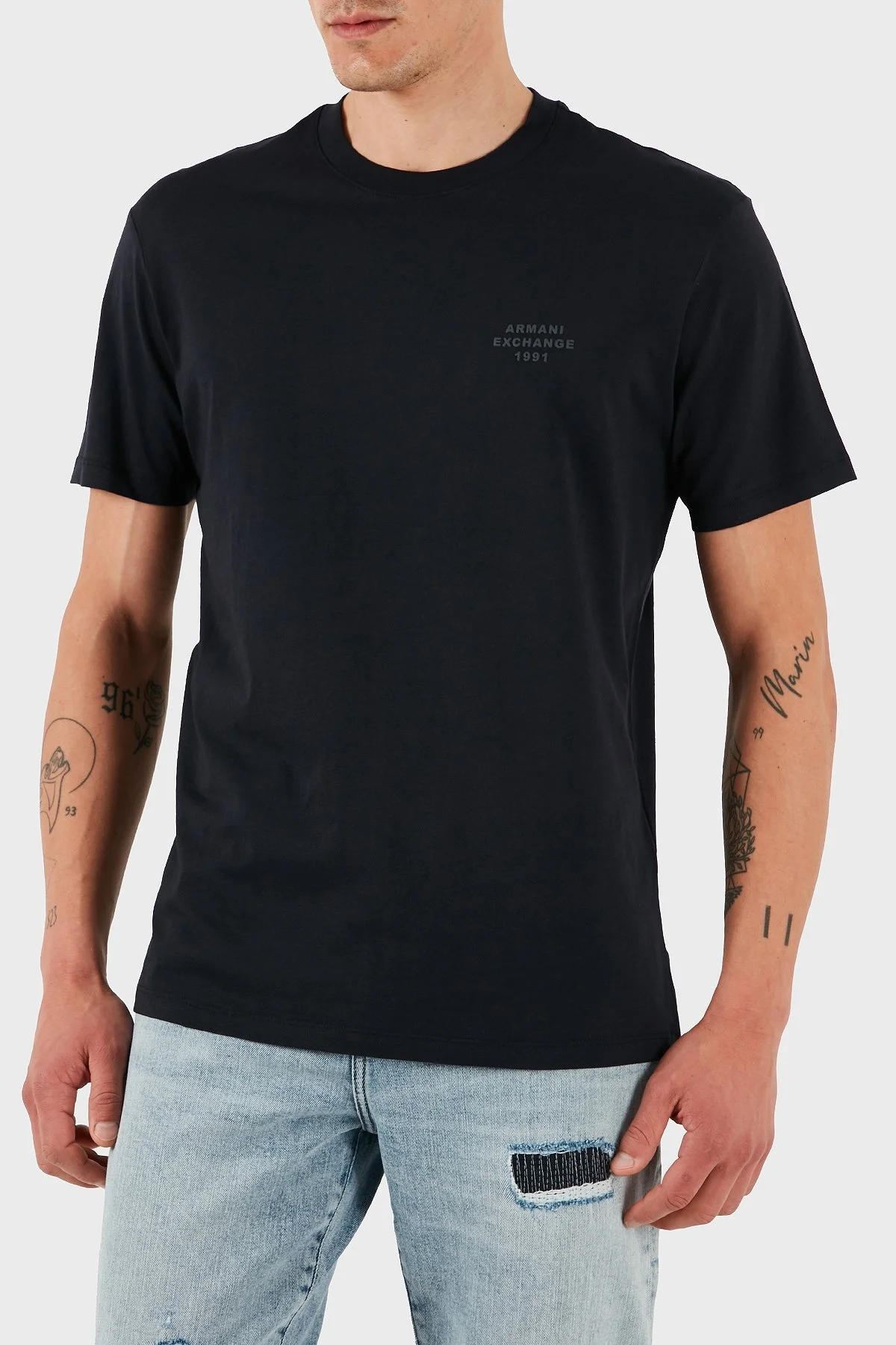 Armani Exchage % 100 Pamuk Regular Fit Bisiklet Yaka Erkek T Shirt XM000752 AF12308 UB101 LACİVERT - 7