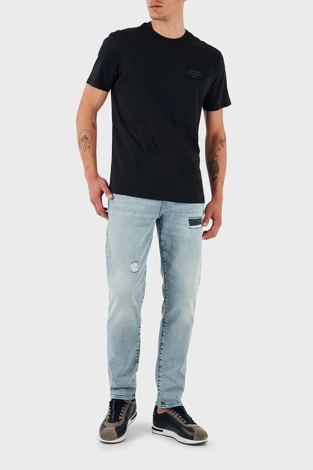 Armani Exchage % 100 Pamuk Regular Fit Bisiklet Yaka Erkek T Shirt XM000752 AF12308 UB101 LACİVERT - 8