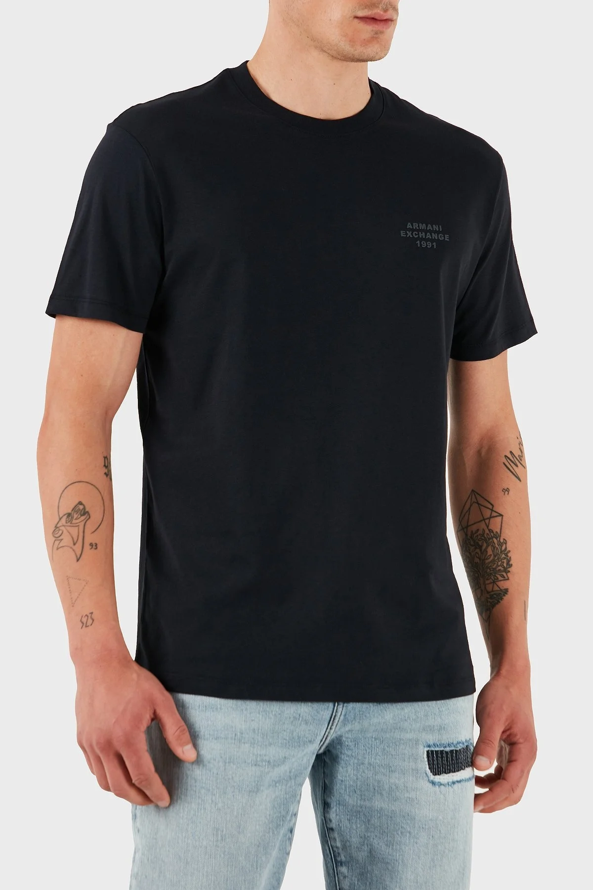 Armani Exchage % 100 Pamuk Regular Fit Bisiklet Yaka Erkek T Shirt XM000752 AF12308 UB101 LACİVERT - 10