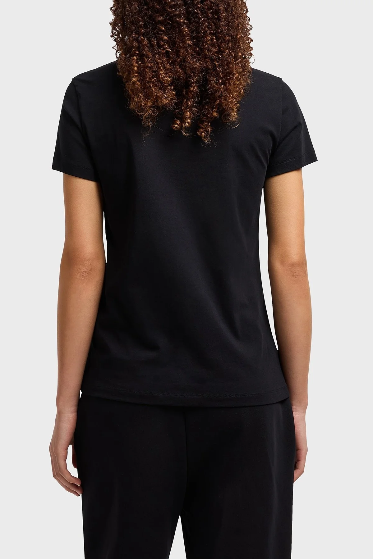 Armani Exchage % 100 Pamuk Regular Fit Bisiklet Yaka Logolu Bayan T Shirt XW000387 AF10354 UC001 SİYAH - 8