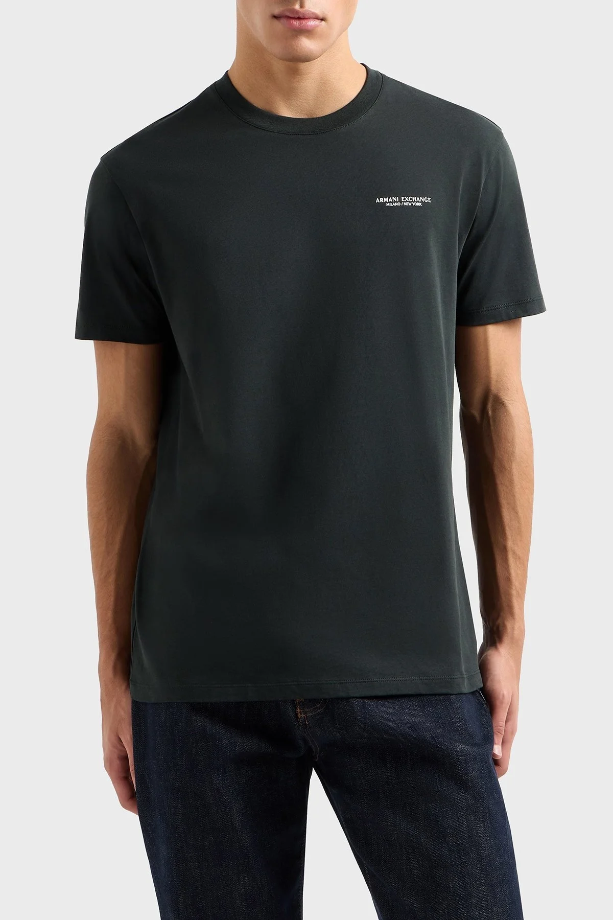 Armani Exchage % 100 Pamuk Regular Fit Bisiklet Yaka Logolu Erkek T Shirt 8NZT91 Z8H4Z UB001 YEŞİL - 1