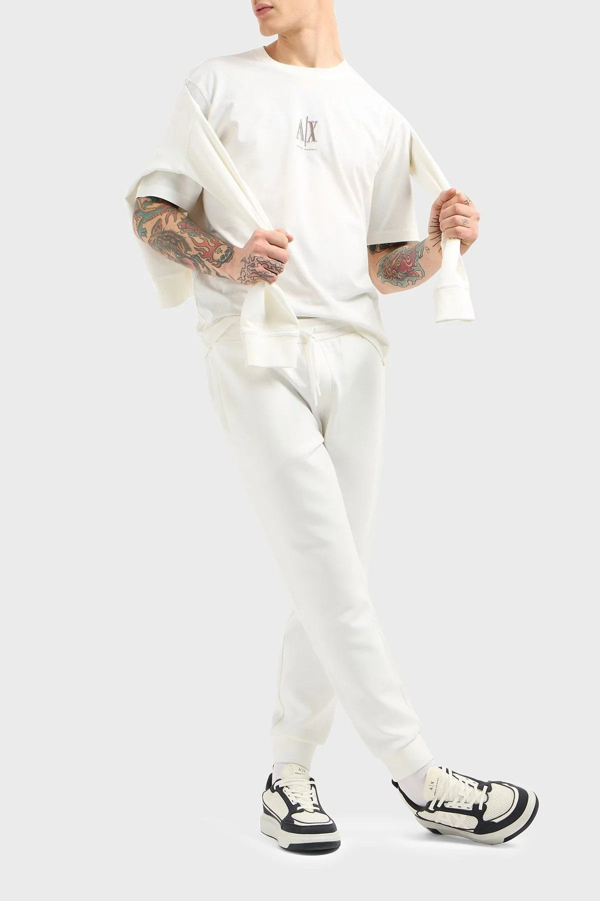 Armani Exchage % 100 Pamuk Regular Fit Bisiklet Yaka Logolu Erkek T Shirt XM000363 AF12308 U0009 BEYAZ - 8