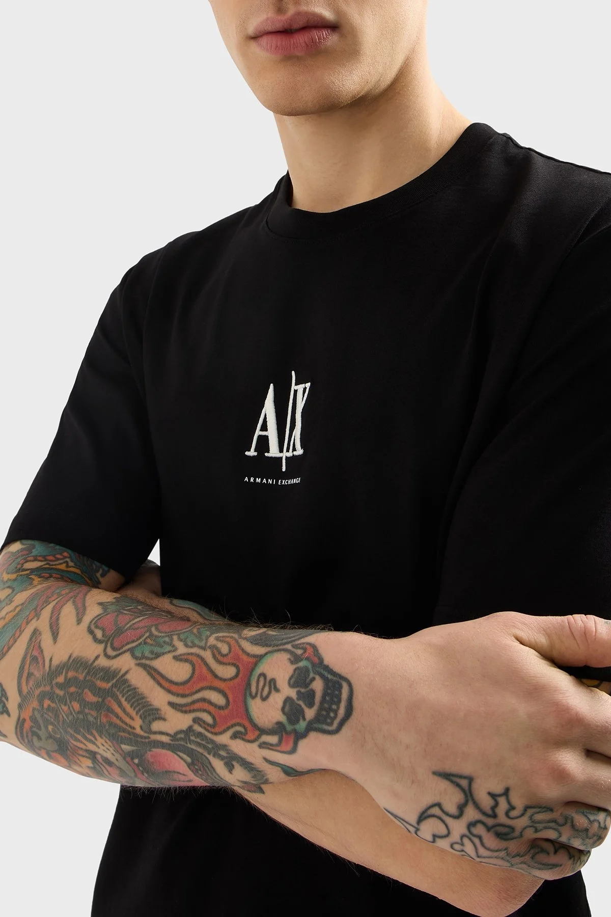 Armani Exchage % 100 Pamuk Regular Fit Bisiklet Yaka Logolu Erkek T Shirt XM000363 AF12308 UC001 SİYAH - 4