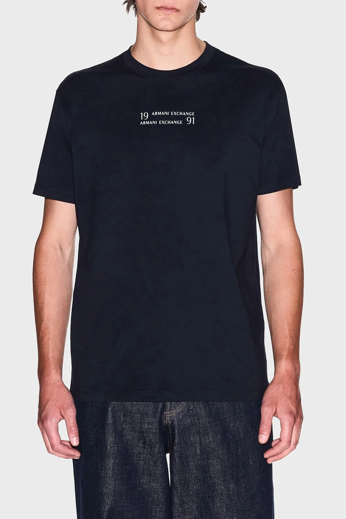 Armani Exchage % 100 Pamuk Regular Fit Bisiklet Yaka Logolu Erkek T Shirt XM000539 AF10362 UB101 LACİVERT - 6