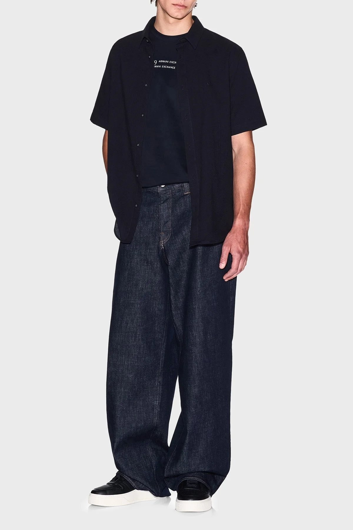 Armani Exchage % 100 Pamuk Regular Fit Bisiklet Yaka Logolu Erkek T Shirt XM000539 AF10362 UB101 LACİVERT - 7