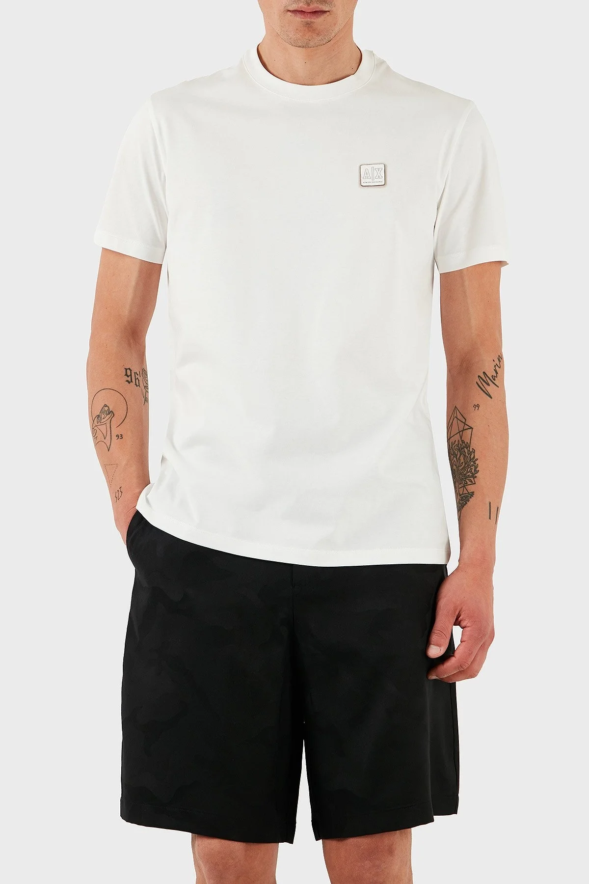 Armani Exchage % 100 Pamuk Regular Fit Bisiklet Yaka Logolu Erkek T Shirt XM000546 AF10361 U0009 BEYAZ - 7