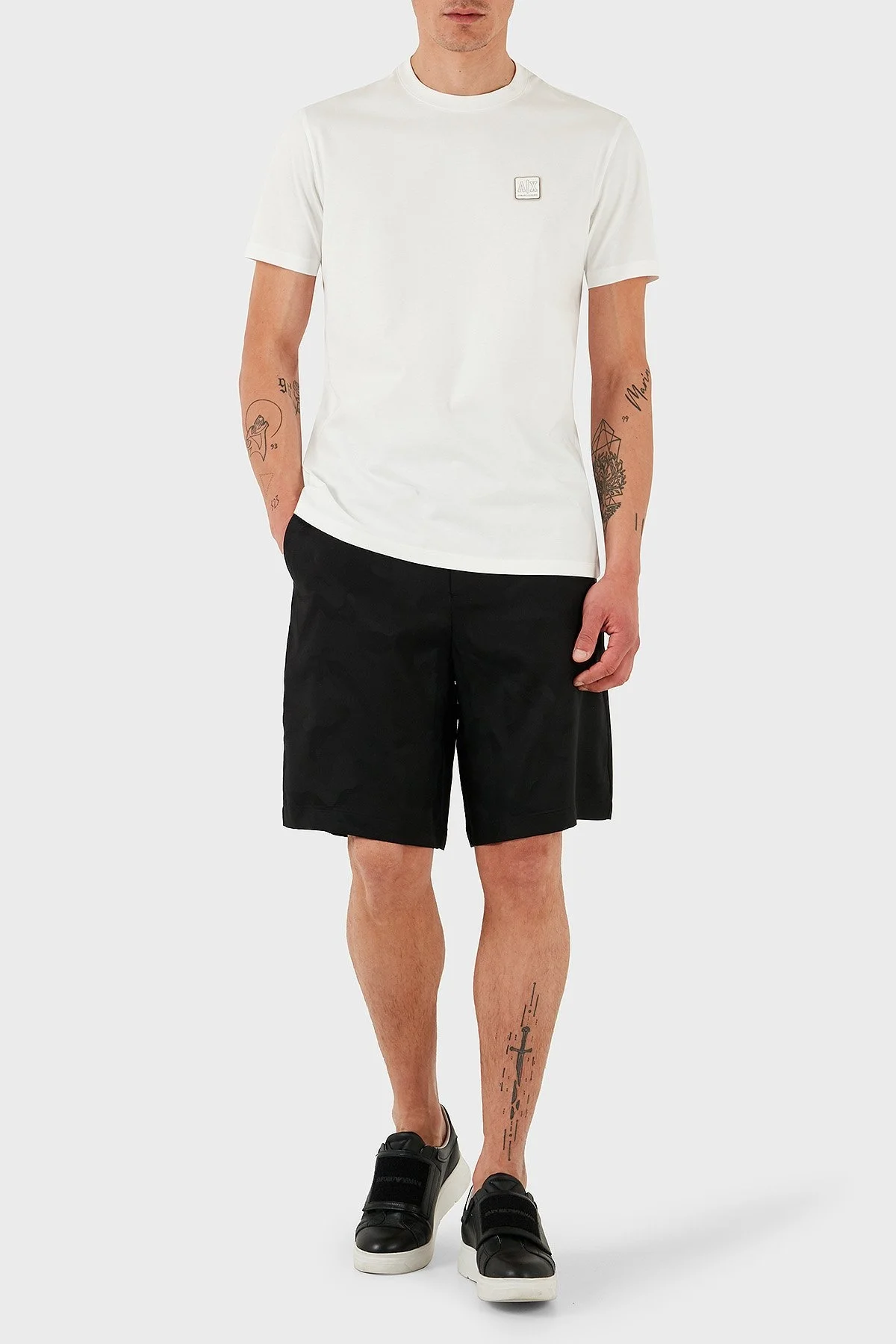 Armani Exchage % 100 Pamuk Regular Fit Bisiklet Yaka Logolu Erkek T Shirt XM000546 AF10361 U0009 BEYAZ - 9