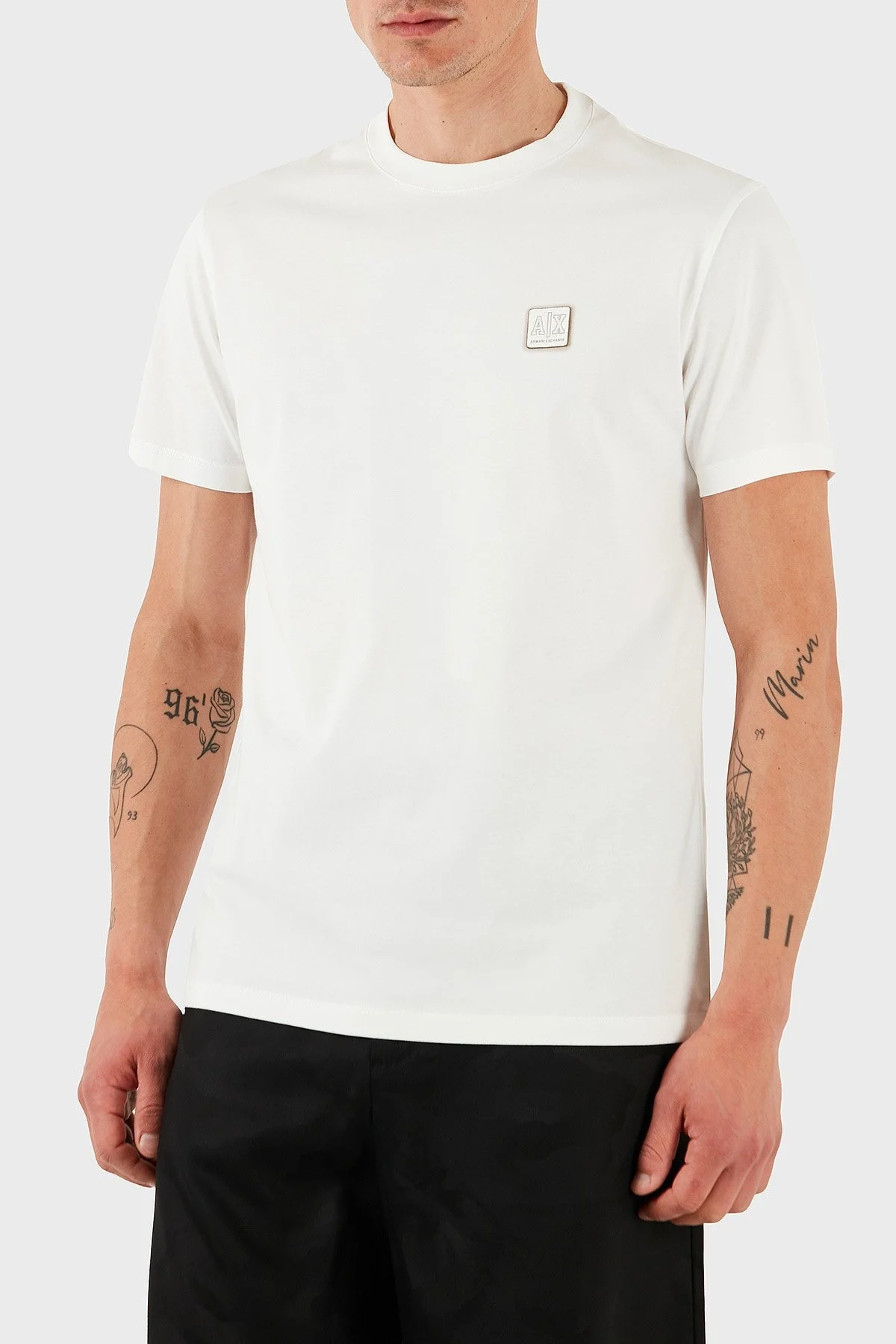 Armani Exchage % 100 Pamuk Regular Fit Bisiklet Yaka Logolu Erkek T Shirt XM000546 AF10361 U0009 BEYAZ - 10