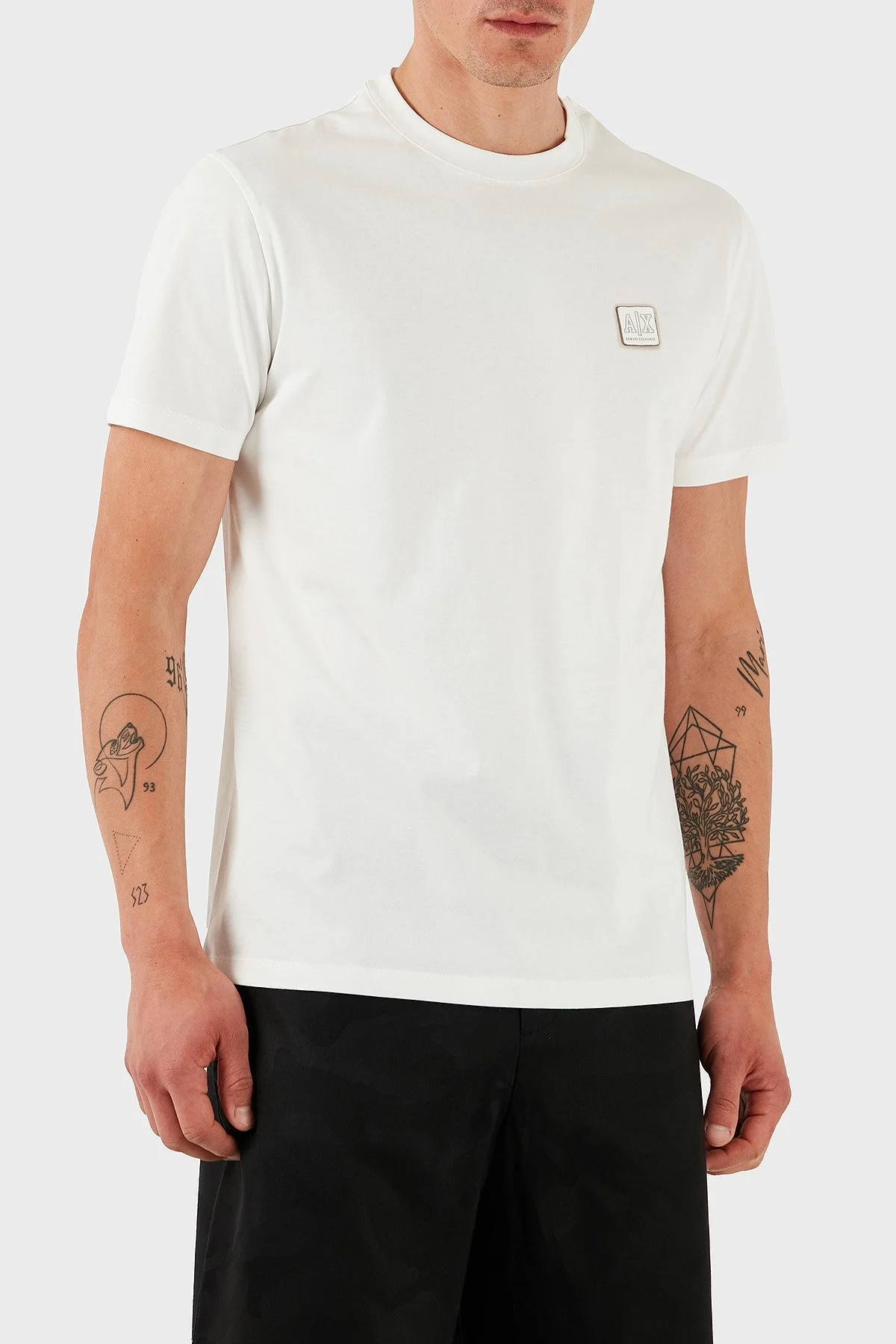 Armani Exchage % 100 Pamuk Regular Fit Bisiklet Yaka Logolu Erkek T Shirt XM000546 AF10361 U0009 BEYAZ - 11