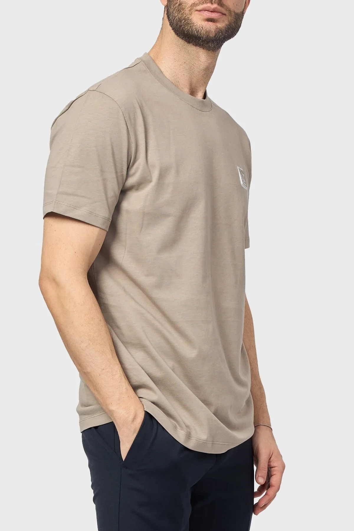 Armani Exchage % 100 Pamuk Regular Fit Bisiklet Yaka Logolu Erkek T Shirt XM000546 AF10361 U6167 BEJ - 10