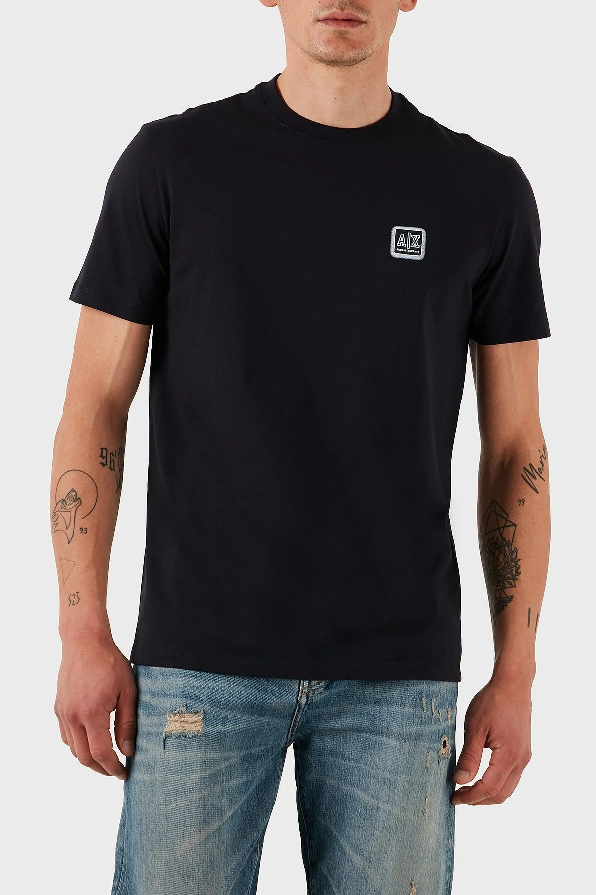 Armani Exchage % 100 Pamuk Regular Fit Bisiklet Yaka Logolu Erkek T Shirt XM000546 AF10361 UB101 LACİVERT - 6