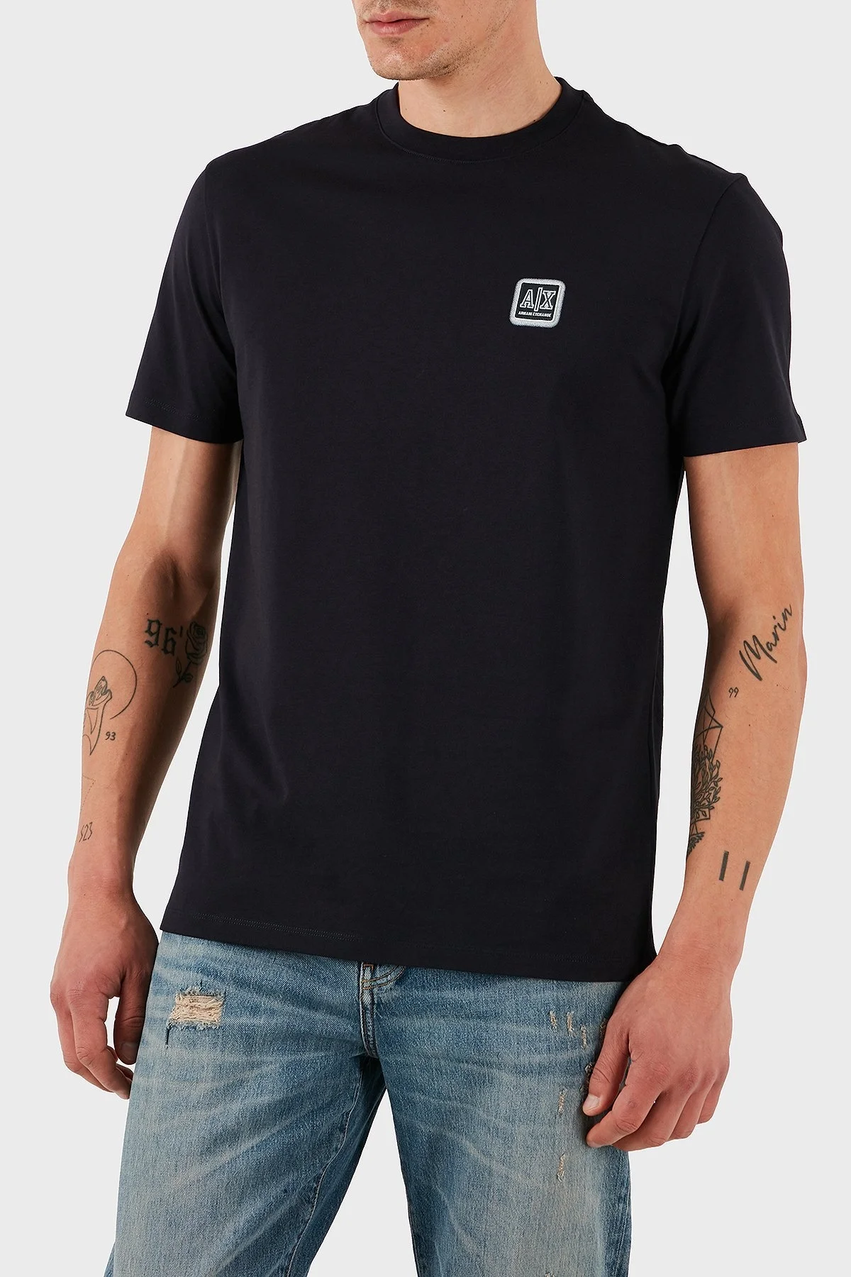 Armani Exchage % 100 Pamuk Regular Fit Bisiklet Yaka Logolu Erkek T Shirt XM000546 AF10361 UB101 LACİVERT - 9