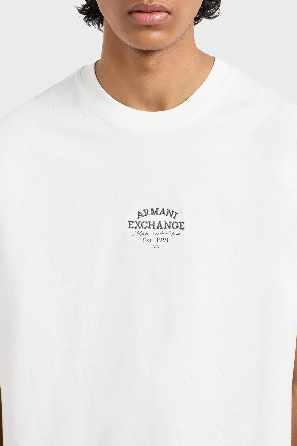 Armani Exchage % 100 Pamuk Regular Fit Bisiklet Yaka Logolu Erkek T Shirt XM000761 AF12308 U0009 BEYAZ - 9