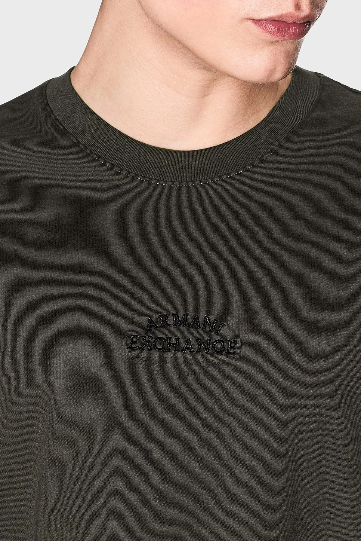 Armani Exchage % 100 Pamuk Regular Fit Bisiklet Yaka Logolu Erkek T Shirt XM000761 AF12308 U8120 YEŞİL - 9