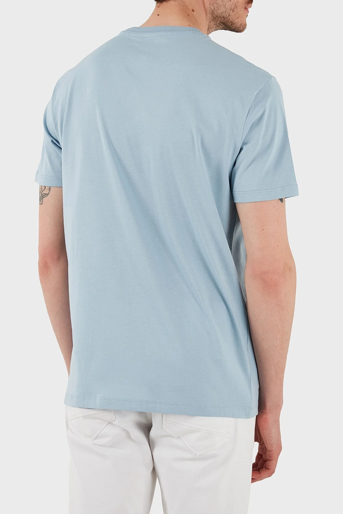 Armani Exchage % 100 Pamuk Regular Fit Bisiklet Yaka Logolu Erkek T Shirt XM000761 AF12308 U9360 AÇIK MAVİ - 8